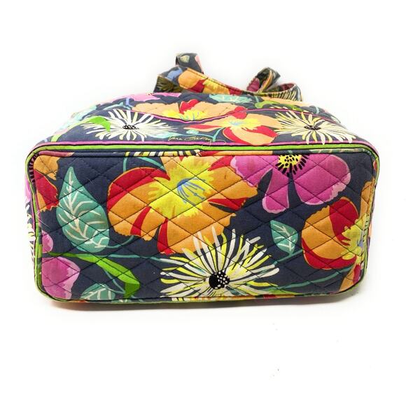 Vera Bradley Laura Bag Jazzy Blooms Gray Pink Purse Shoulder Tote Bird Floral - Picture 3 of 7